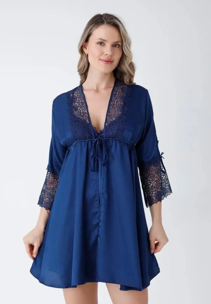 Azure Royale – Turkish 6-Piece Satin Nightgown Set